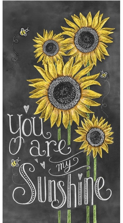 Flower Market You are my Sunshine Panel 24" Black Lily & Val Michael Miller Cotton Fabric