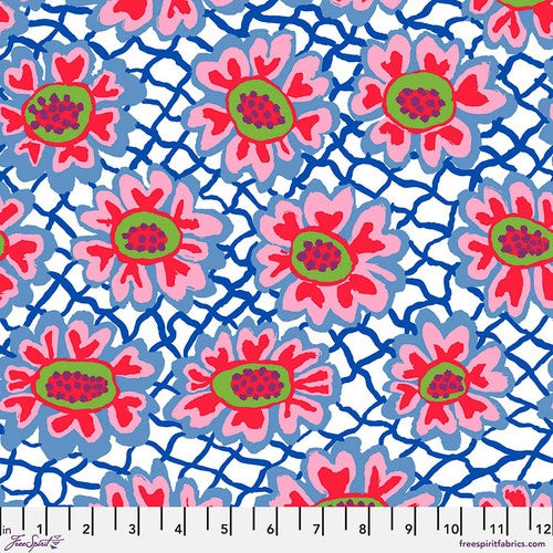 Flower Net White Brandon Mably February 2023 Kaffe Fassett Collective Free Spirit Cotton fabric