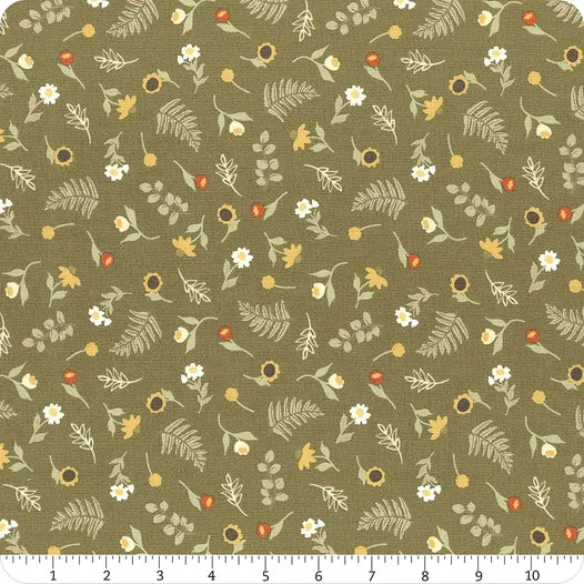 Flower Pot Fresh Cut Sage Green Lella Boutique Moda Cotton Fabric