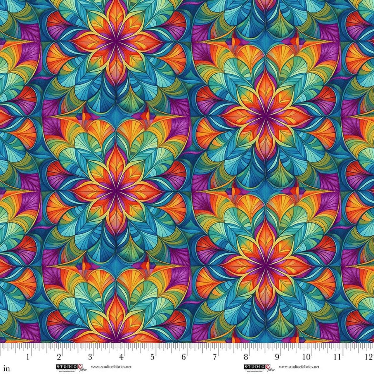 Flower Fusion Geometric Flower Multi Crazy Marie Studio E Cotton Fabric SE-8694-75