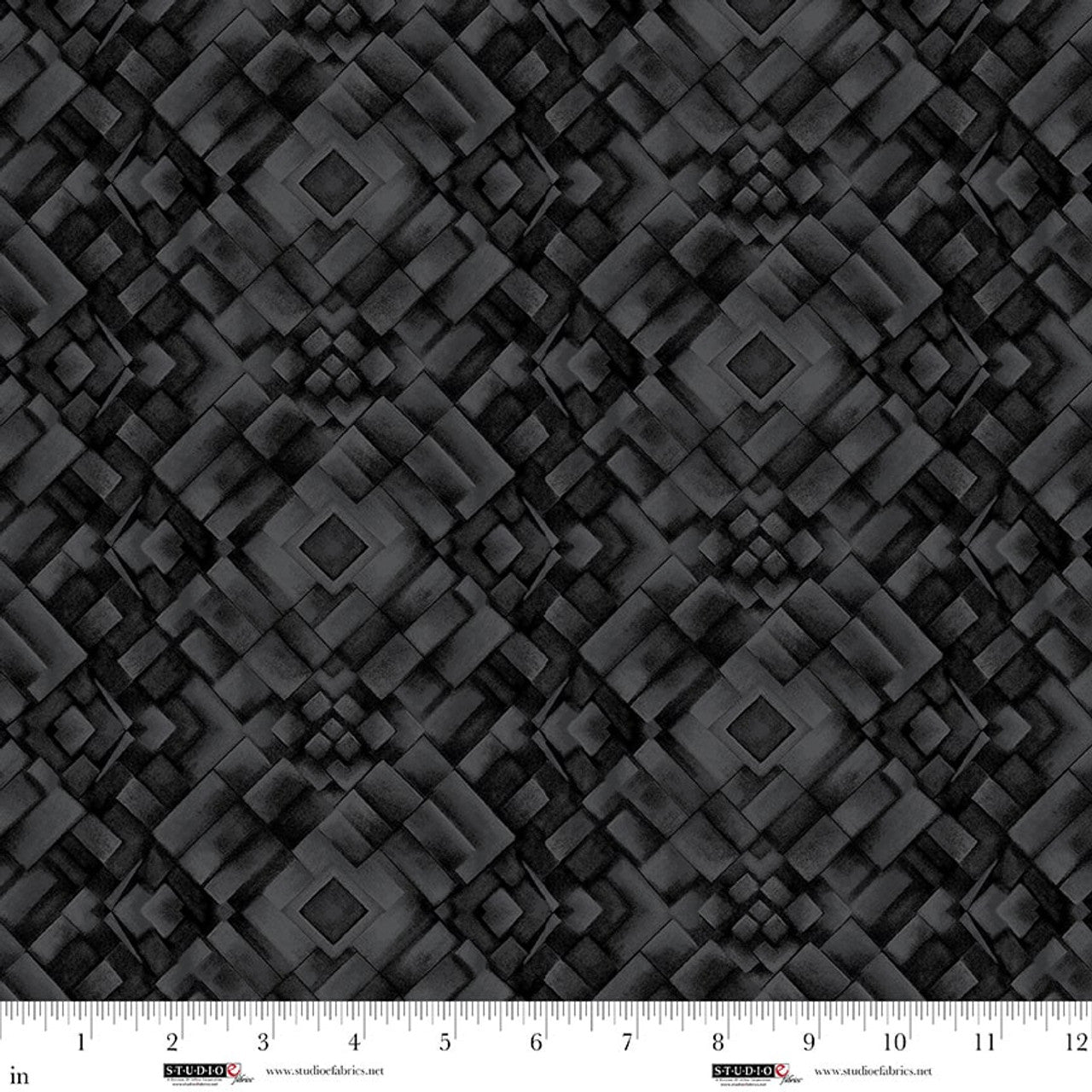 Flower Fusion Mosaic Black Crazy Marie Studio E Cotton Fabric SE-8697-99