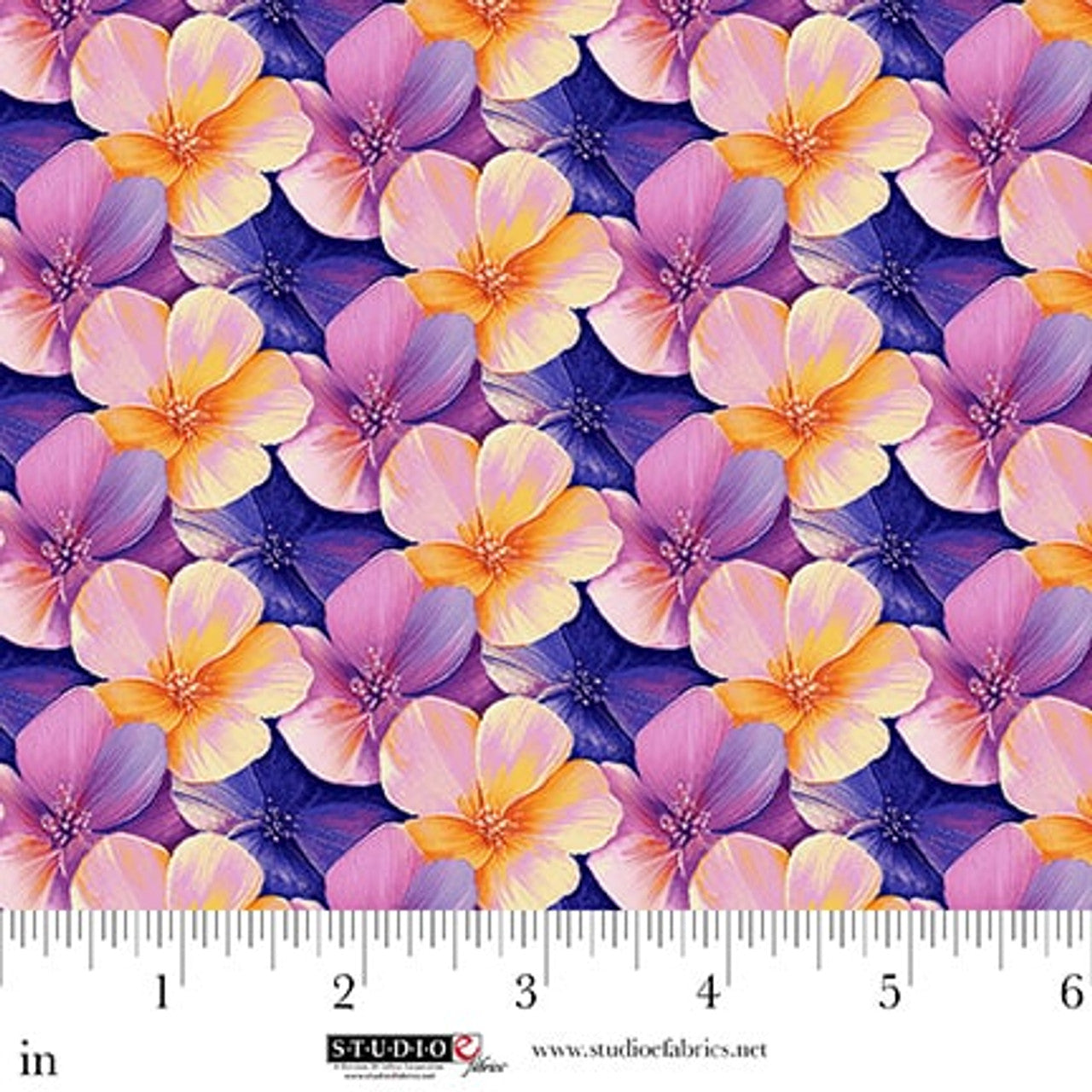 Flower Fusion Packed Flowers Purple Pink Crazy Marie Studio E Cotton Fabric SE-8695-54