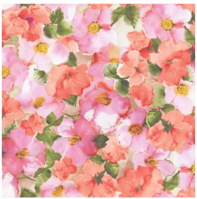 Flower Wash 108" Wide Backing Pink Coral Peach Maywood Studios Cotton Fabric MS-QB10800-CP