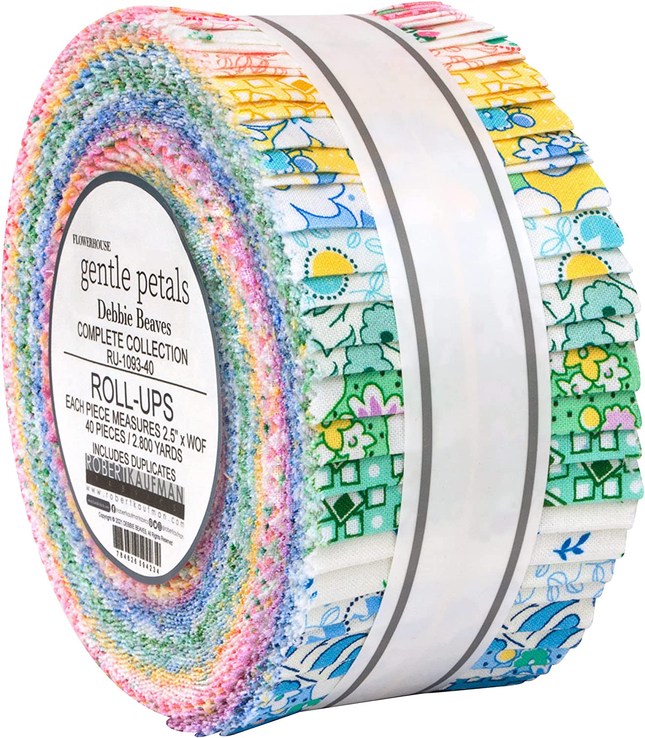 Flowerhouse Gentle Petals 2.5" Strips Roll Up Debbie Beaves Robert Kaufman Cotton Fabric