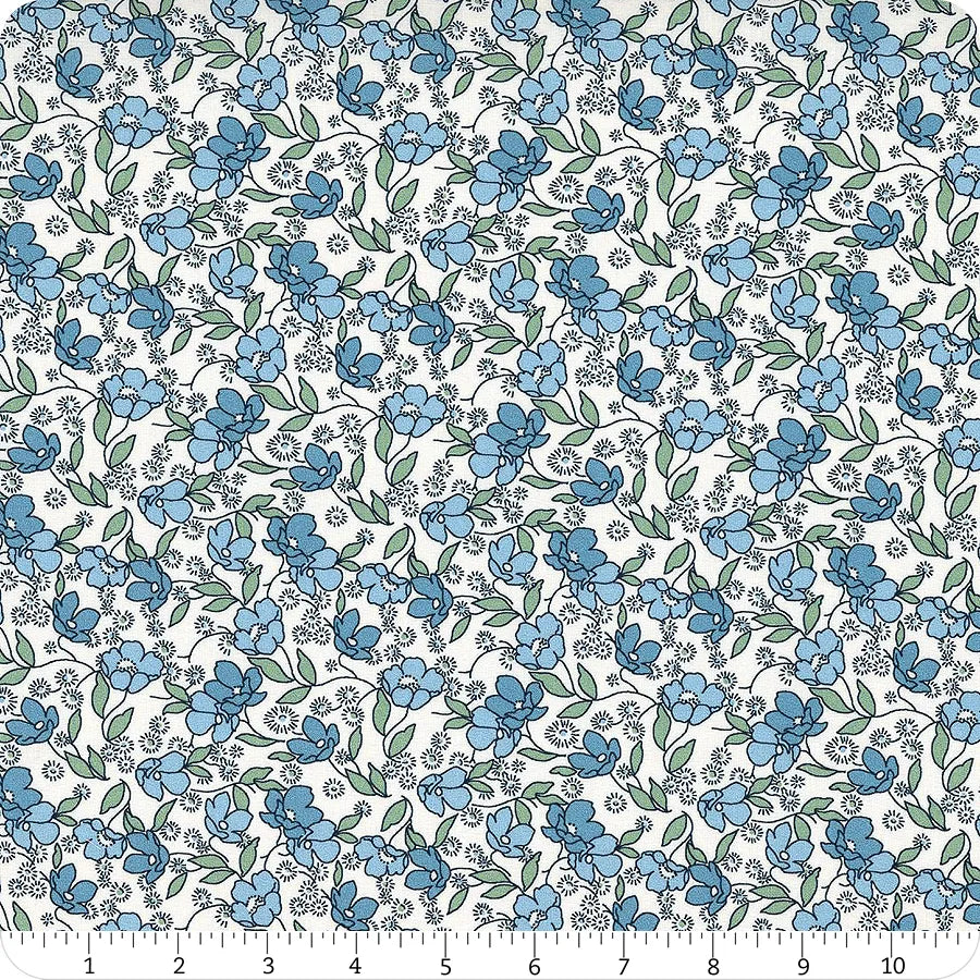 Flowerhouse Little Blossoms Floral Allover Evening Blue Debbie Beaves Robert Kaufman Cotton Fabric