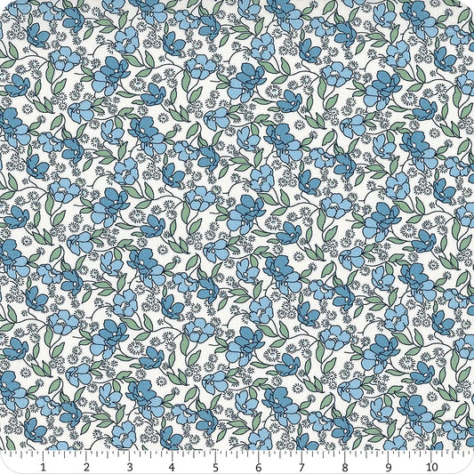 Flowerhouse Little Blossoms Floral Allover Evening Blue Debbie Beaves Robert Kaufman Cotton Fabric