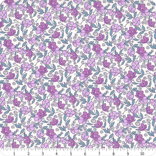 Flowerhouse Little Blossoms Floral Allover Thistle Purple Debbie Beaves of Robert Kaufman Cotton Fabric