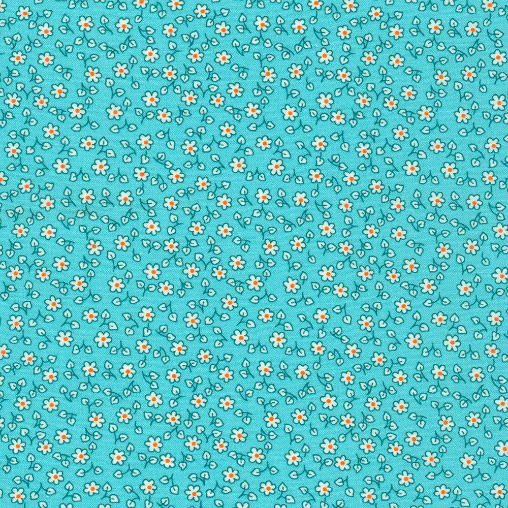 Flowerhouse Little Blossoms Mini Floral Azure Blue Debbie Beaves Robert Kaufman Cotton Fabric