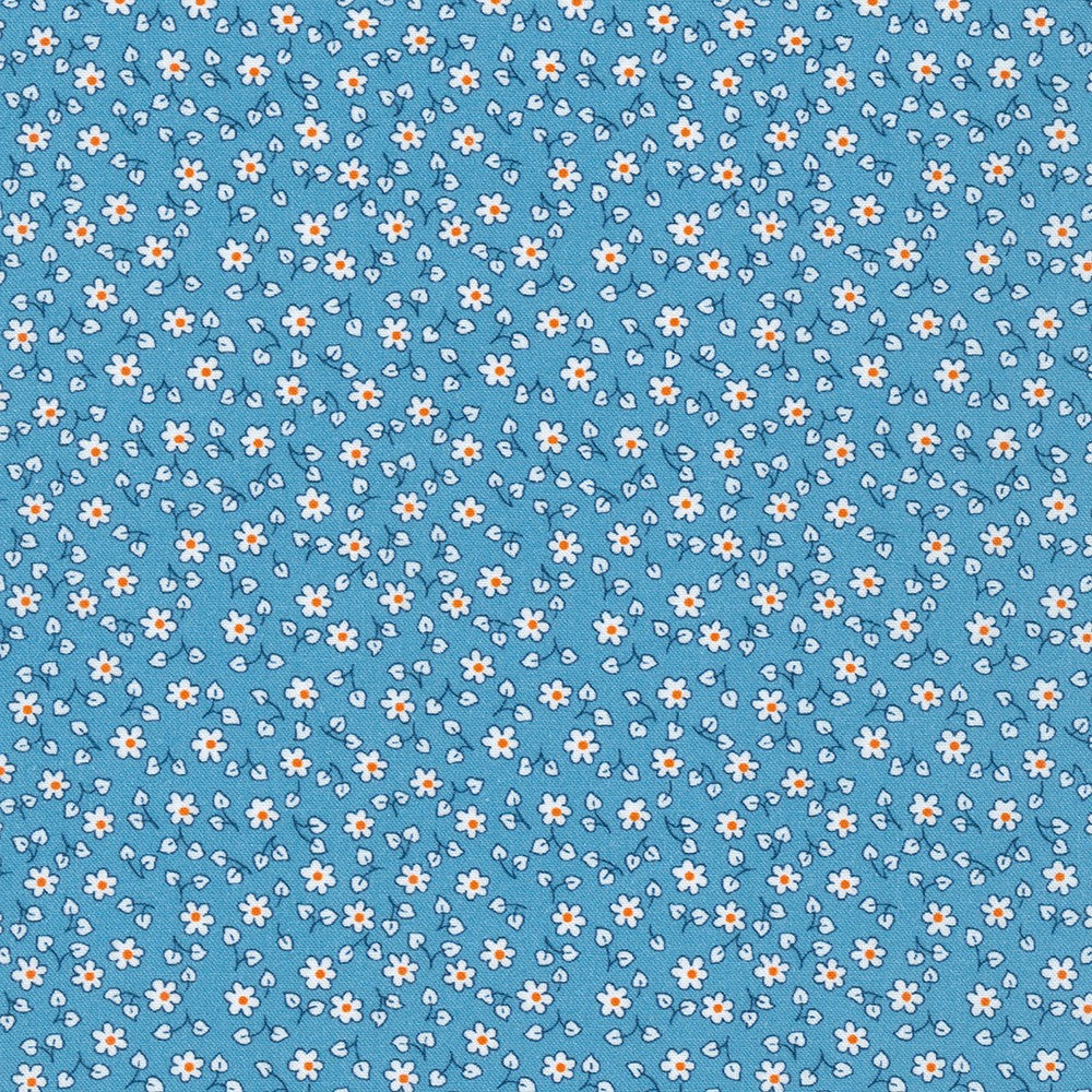 Flowerhouse Little Blossoms Mini Floral Evening Blue Debbie Beaves Robert Kaufman Cotton Fabric