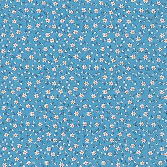 Flowerhouse Little Blossoms Mini Floral Evening Blue Debbie Beaves Robert Kaufman Cotton Fabric