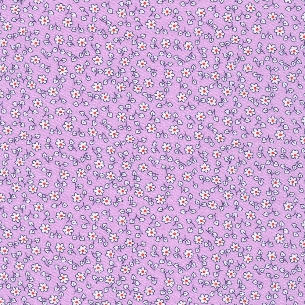 Flowerhouse Little Blossoms Mini Floral Pansy Purple Debbie Beaves Robert Kaufman Cotton Fabric