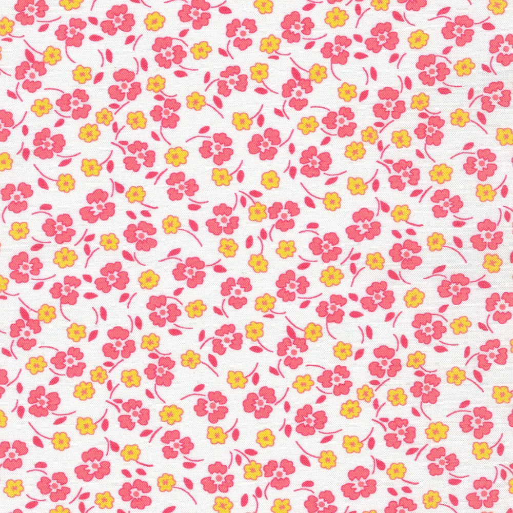 Flowerhouse Little Blossoms Tossed Floral Pink Debbie Beaves Robert Kaufman Cotton Fabric