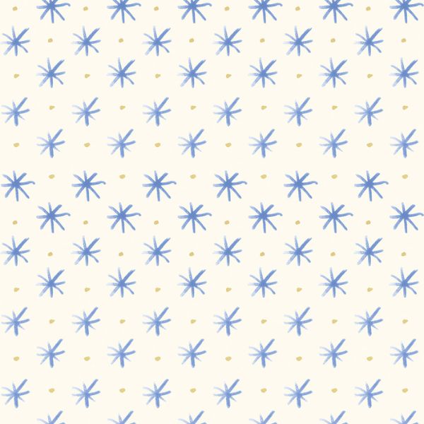 Flowers Stars Cornflower Blue Bluebellgray Lewis & Irene Cotton Fabric