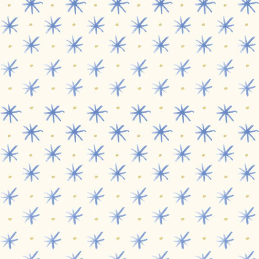 Flowers Stars Cornflower Blue Bluebellgray Lewis & Irene Cotton Fabric