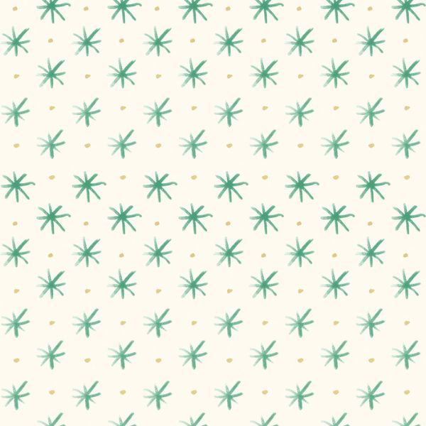 Flowers Stars Grass Green Bluebellgray Lewis & Irene Cotton Fabric