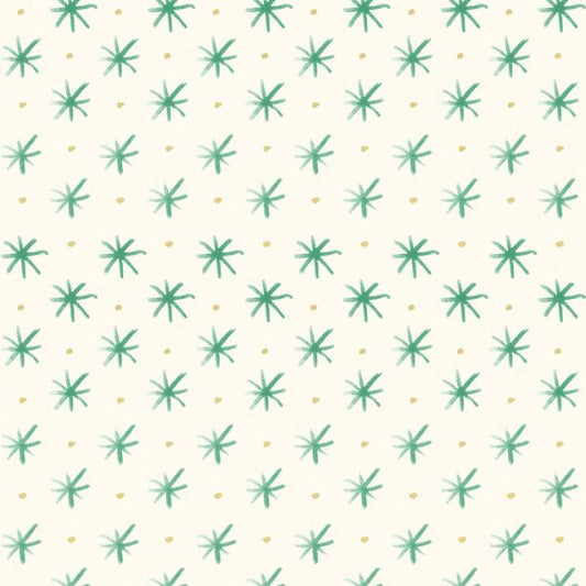 Flowers Stars Grass Green Bluebellgray Lewis & Irene Cotton Fabric