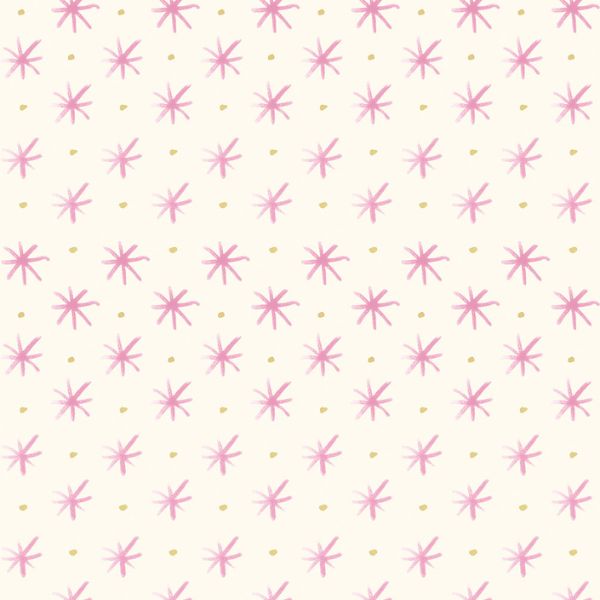 Flowers Stars Rose Pink Bluebellgray Lewis & Irene Cotton Fabric