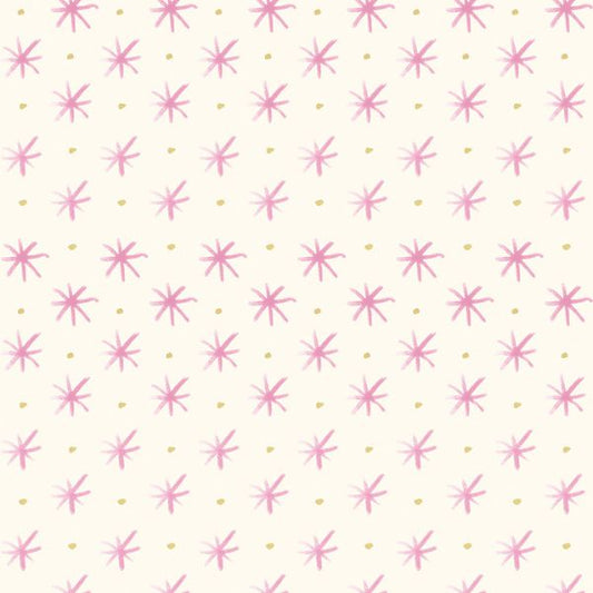 Flowers Stars Rose Pink Bluebellgray Lewis & Irene Cotton Fabric