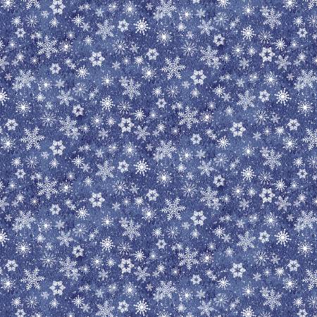 Flurry Friends White Snowflakes Navy Blue Barb Tourtillotte Henry Glass Cotton Fabric