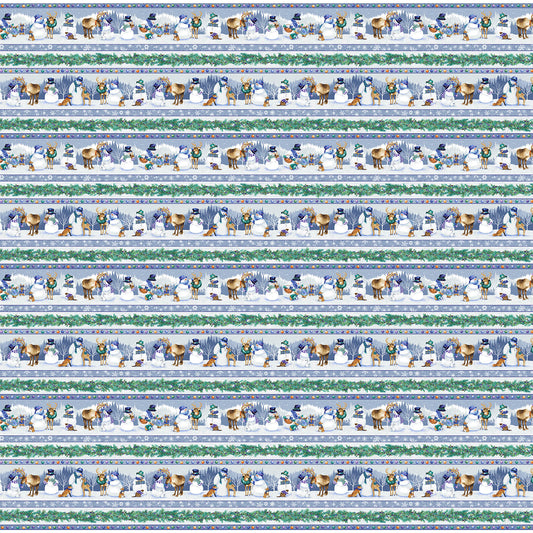 Flurry Friends Novelty Snowman Stripe Reindeer Multi Barb Tourtillotte Henry Glass Cotton Fabric