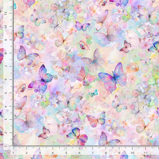 Flutter Butterflies on Floral Multi Timeless Treasures Cotton Fabric TT-BUG-CD3778-MULTI