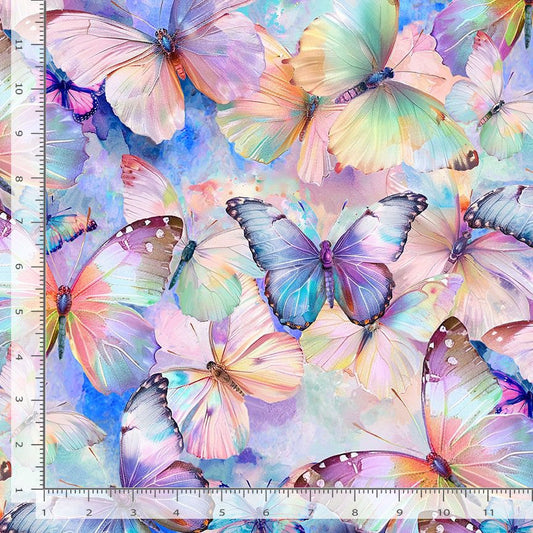 Flutter Packed Butterflies Multi Timeless Treasures Cotton Fabric TT-BUG-CD3777-MULTI