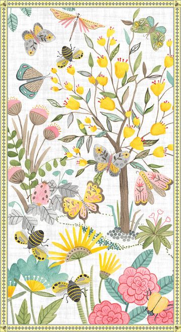 Folk Garden Floral Panel 24" Color Pop Studios Blank Quilting Fabric Cotton Fabric