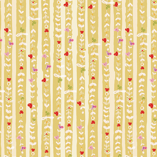 Follow Your Joy Hearts Stripe Medium Citron Kelly Rae Roberts Benartex Cotton Fabric BE-16662-32