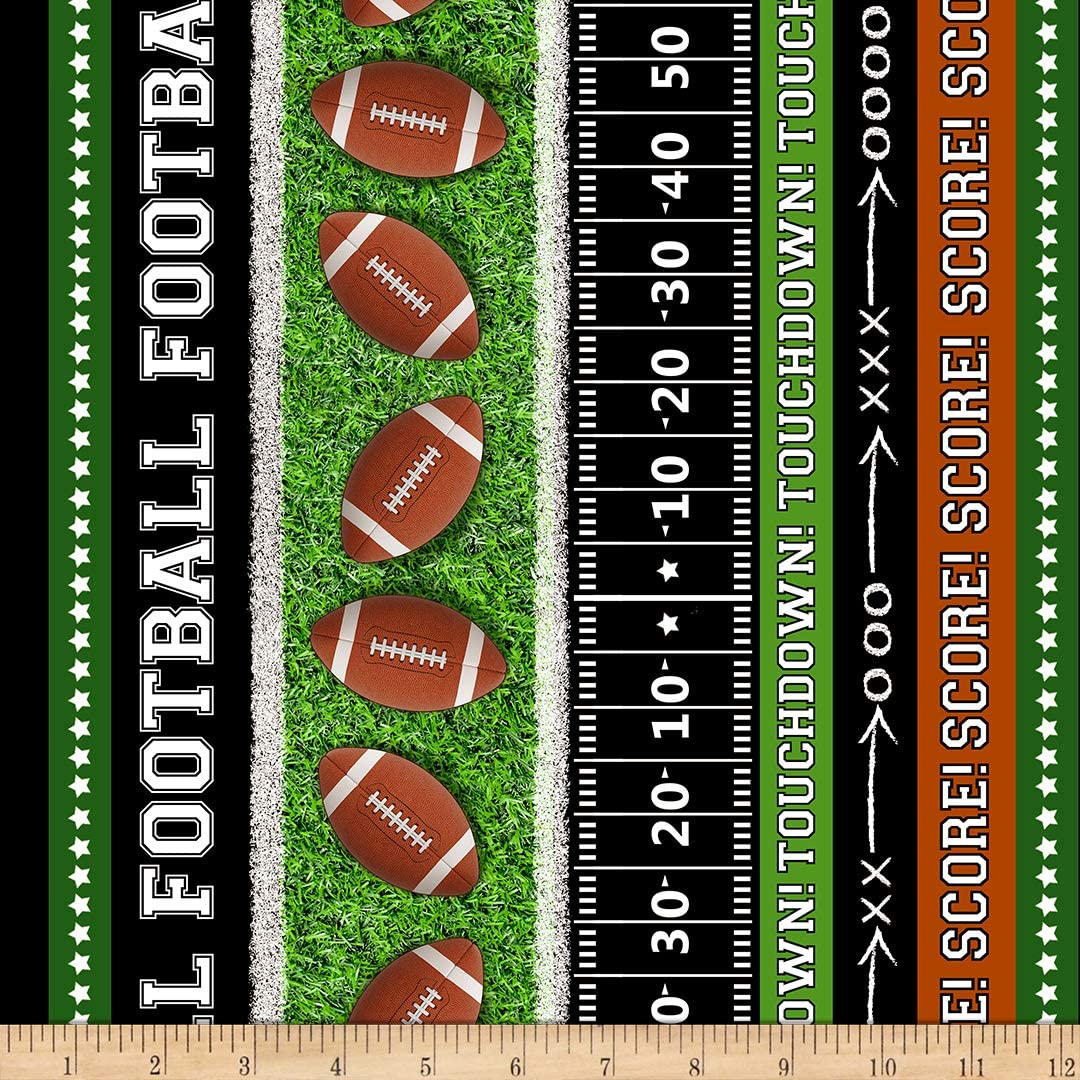 Football Touchdown Border Stripe Timeless Treasures Cotton Fabric