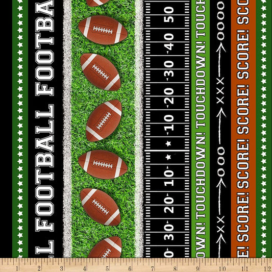 Football Touchdown Border Stripe Timeless Treasures Cotton Fabric