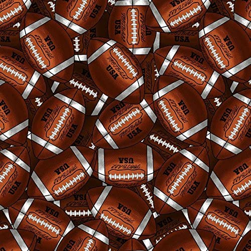 Football Packed Brown David Textiles Cotton Fabric DT-1133104-1