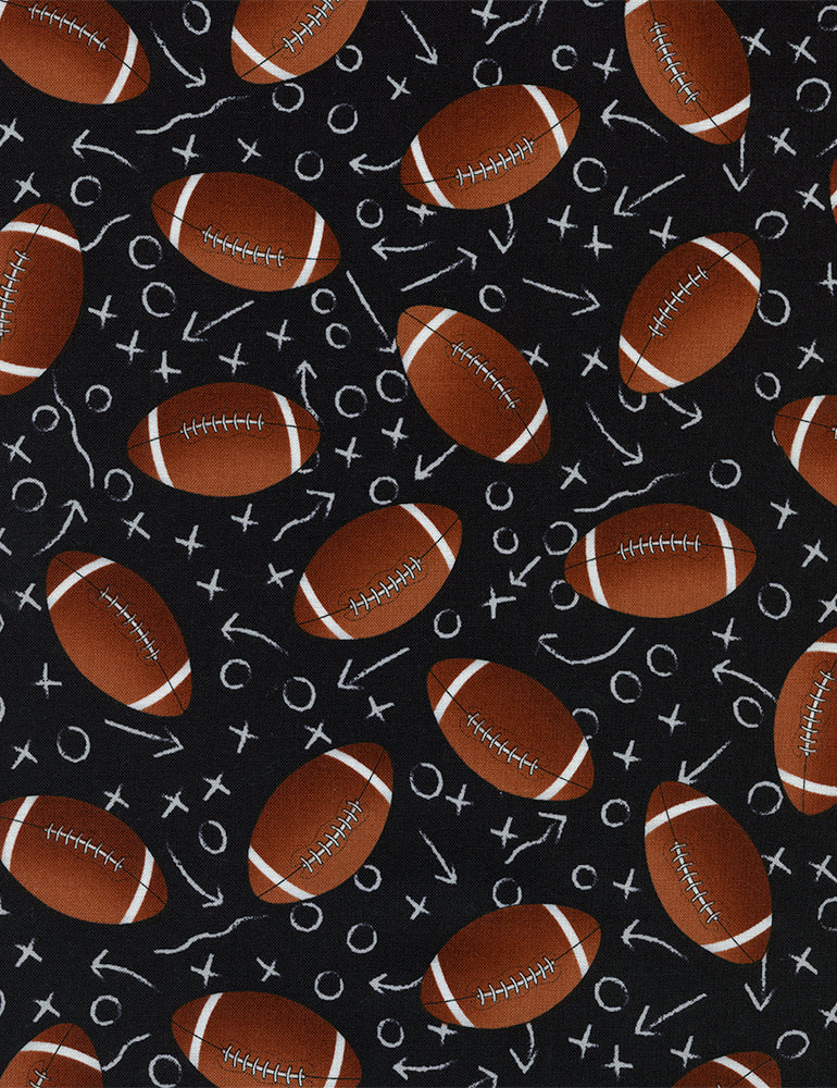 Footballs Tossed Chalkboard Sports Collection Timeless Treasures Cotton Fabric