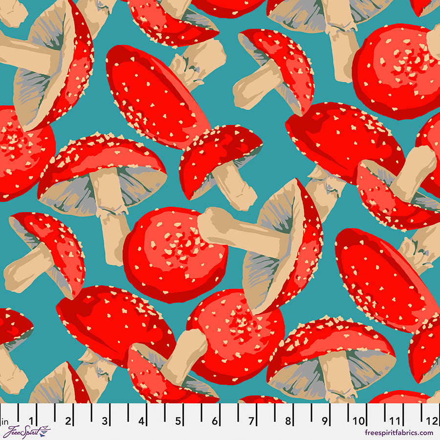 Forage Toadstool Blue Martha Negley Free Spirit Cotton Fabric FS-PWMN070.BLUE