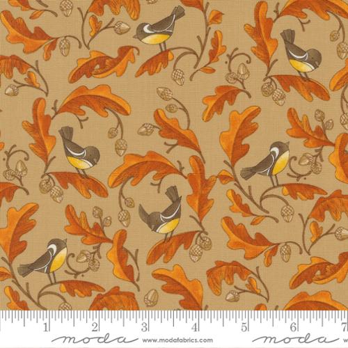 Forest Frolic Birds and Acorns Caramel Brown Robin Pickens Moda Cotton Fabric