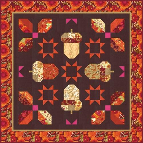 Forest Frolic Dark Acorn Quartet Quilt Kit  41" x 41" by Robin Pickens Moda FabricsCotton Fabric