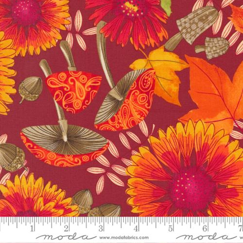 Forest Frolic Indian Blanket Flowers Cinnamon Red Robin Pickens Moda Cotton Fabric