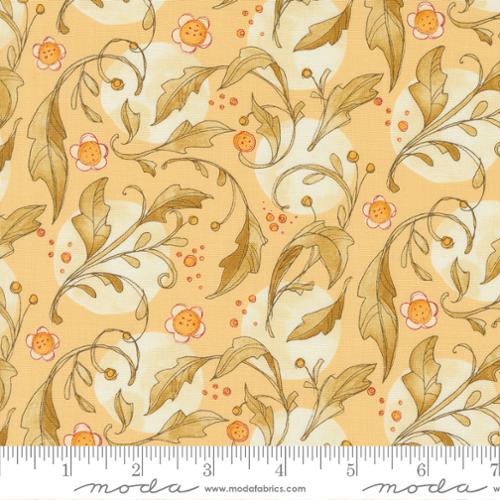 Forest Frolic Swirly Leaves Dots Leaf Butterscotch Robin Pickens Moda Cotton Fabric