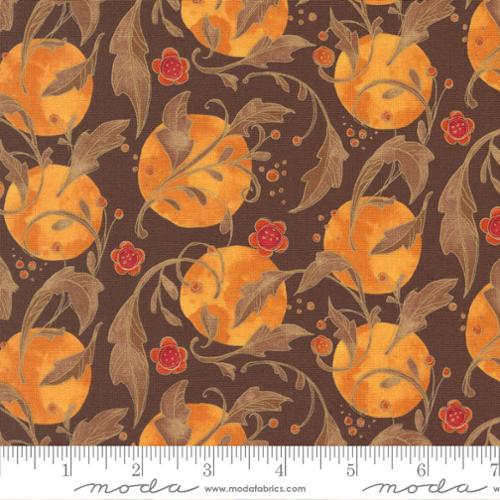 Forest Frolic Swirly Leaves Dots Leaf Chocolate Brown Robin Pickens Moda Cotton Fabric