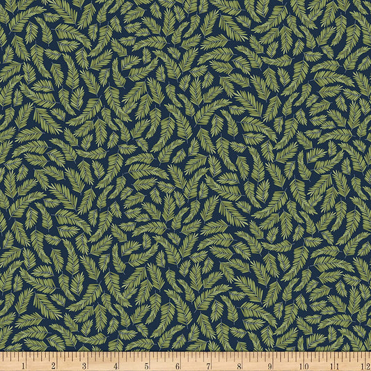 Forest Palm Trees Navy Little Bit of Magic Fleur Timeless Treasures Cotton Fabric