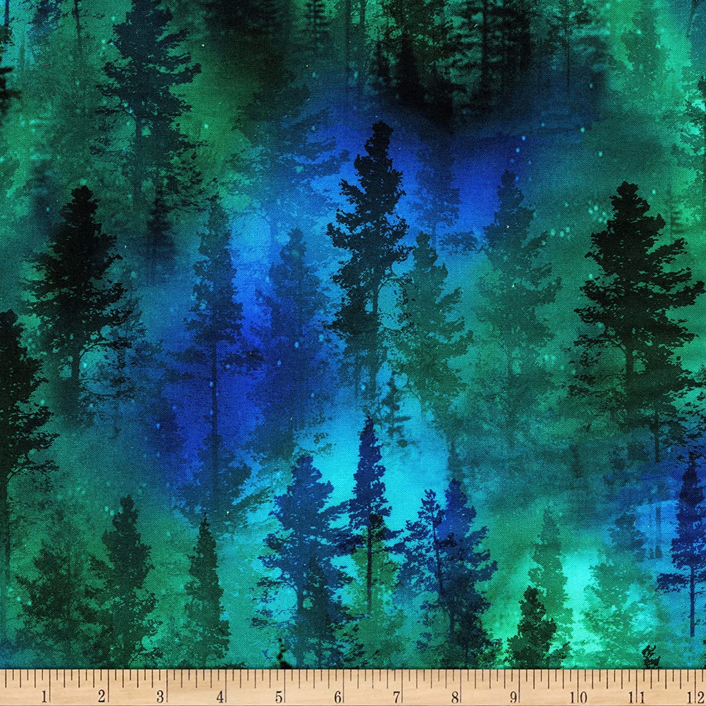 Forest Trees Nature 108" wide backing Green Timeless Treasures Cotton Fabric