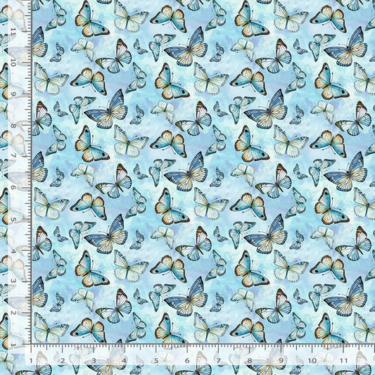 Forest Whisper Flying Butterflies Sky Timeless Treasures Cotton Fabric TT-BUG-CD3690-SKY