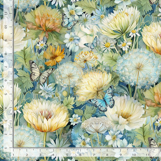 Forest Whisper Forest Floral & Butterflies Bloom Timeless Treasures Cotton Fabric TT-FLEUR-CD3681-BLOOM