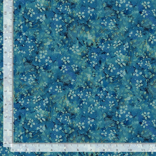 Forest Whisper Tonal Floral Cobalt Timeless Treasures Cotton Fabric TT-FLEUR-CD3687-COBALT