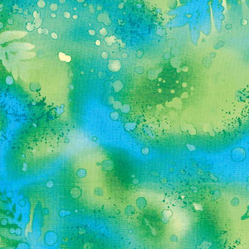 Fossil Fern Basic Watercolor Texture Emerald Sea Green Patricia Campbell Benartex Cotton Fabric