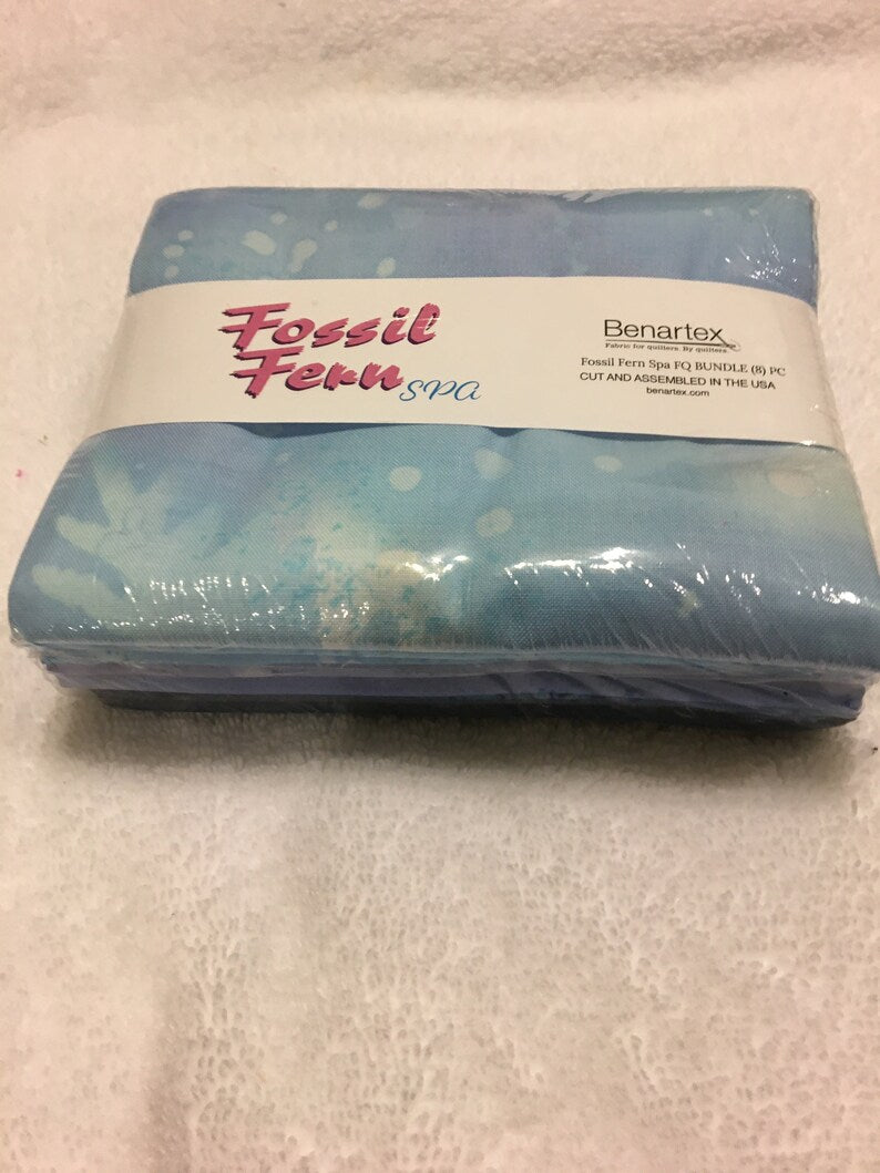 Fossil Fern Spa Fat Quarter Bundle 18”x21” 8pcs Benartex Cotton Fabric