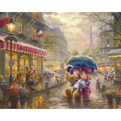 Four Seasons Disney Mickey Mouse and Minnie Dreams Paris Panel 36" Thomas Kinkade David Textiles Cotton Fabric DT-DS-2028-9C-1