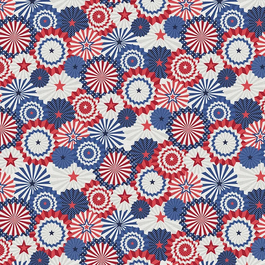 Fourth of July Patriotic Fans Paintbrush Studio Cotton Fabric PBS-120-21791