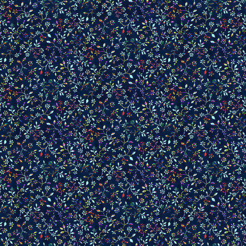 Fractal Forest Mini Floral Indigo Blue Art Loft Studio E Cotton Fabric