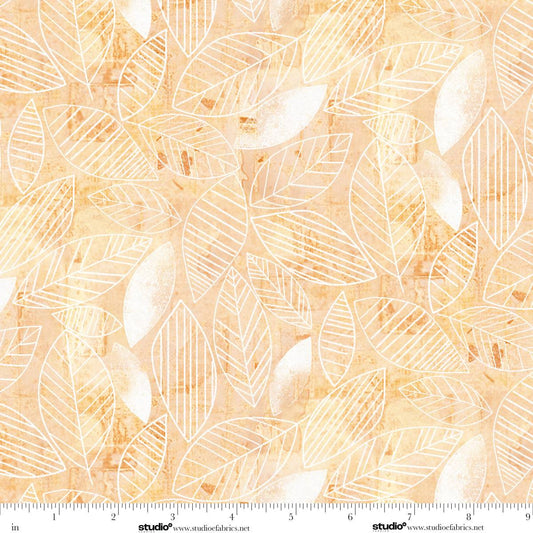 Free Falling Leaf Lines Tangerine Orange Funny Girl Studio E Cotton Fabric SE-9024-31