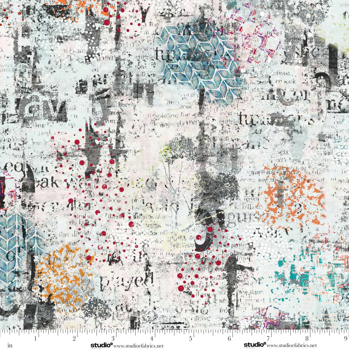 Free Falling Paper Match Pearl Ivory Grey Funny Girl Studio E Cotton Fabric SE-9026-11